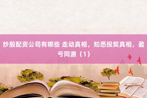炒股配资公司有哪些 走动真相,知悉投契真相,盈亏同源(1)
