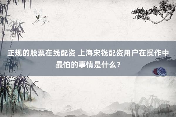 正规的股票在线配资 上海宋钱配资用户在操作中最怕的事情是什么?