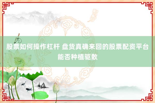 股票如何操作杠杆 盘货真确来回的股票配资平台能否种植驱散